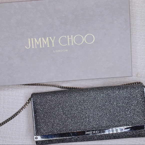 jimmy choo silver clutch bag